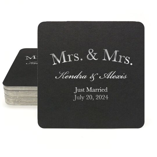 Mrs & Mrs Arched Square Coasters